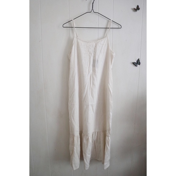 Urban Outfitters Renewal Linen Ruffle Midi Dress - Picture 1 of 5
